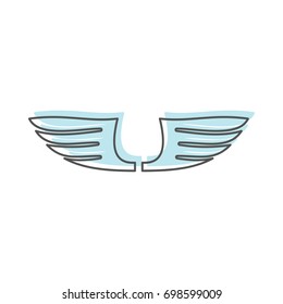 Wings doodle icon vector illustration for design and web isolated on white background. Wings vector object for labels, logos and advertising