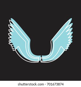Wings doodle icon vector illustration for design and web isolated on black background. Wings vector object for labels, logos and advertising