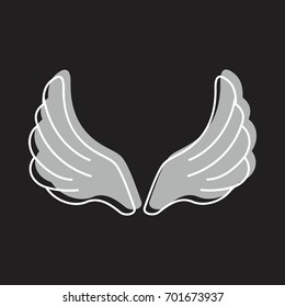 Wings doodle icon vector illustration for design and web isolated on black background. Wings vector object for labels, logos and advertising