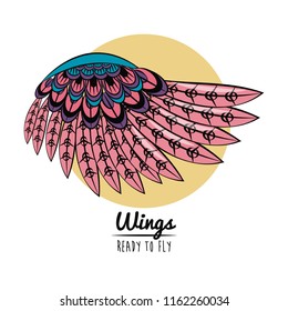 Wings draw emblem cartoon