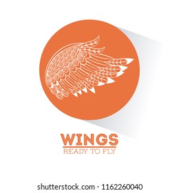 Wings draw emblem cartoon