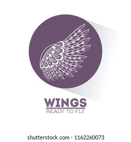 Wings draw emblem cartoon