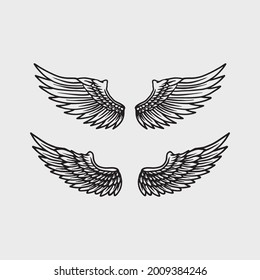 Wings drawing. Creative design. Creative illustration.