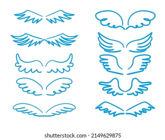 wings drawing vector background set