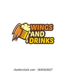 wings and drink Beer logo design Vector