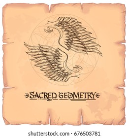 Wings. Element in the style of Boho. Contour illustrations for the creation of tattoos, coloring, clothing design and printed products.