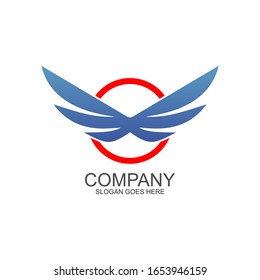 Wings emblem logo design vector