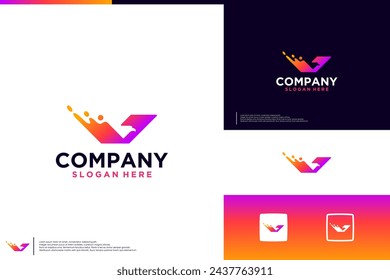 wings falcon logo , technology , logo vector template.