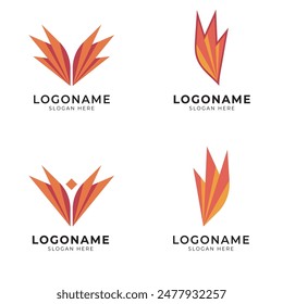 wings fire logo icon set