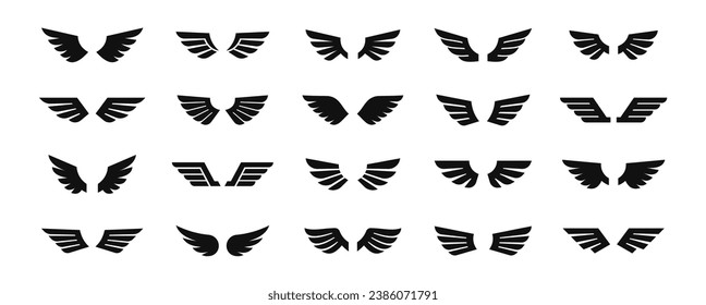 Wings flat icon. wings badges set. wing symbol. Vector illustration