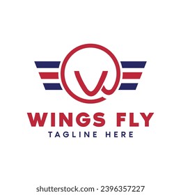 Wings Fly logo design modern minimal concept