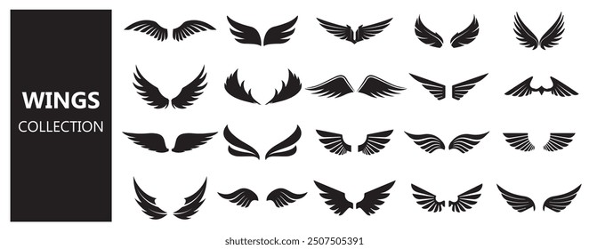 wings and flying logo set