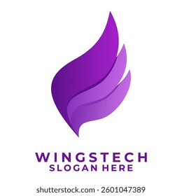 Wings Futuristic logo design vector template