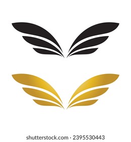 Wings gold and black bird  logo vector illustration template