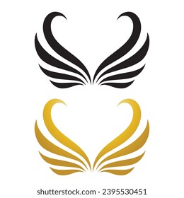 Wings gold and black bird  logo vector illustration template