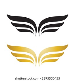 Wings gold and black bird  logo vector illustration template