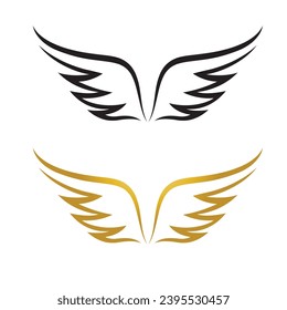 Wings gold and black bird  logo vector illustration template