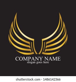 wings gold logo vector illustration template