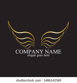 wings gold logo vector illustration template