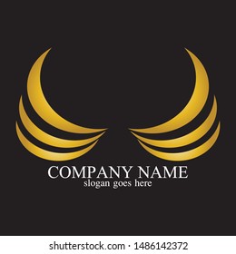 wings gold logo vector illustration template