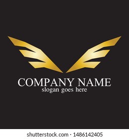 wings gold logo vector illustration template
