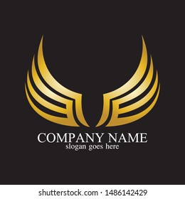 wings gold logo vector illustration template