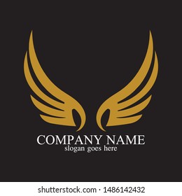 wings gold logo vector illustration template