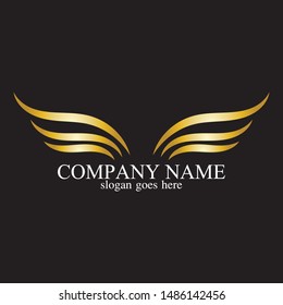 wings gold logo vector illustration template
