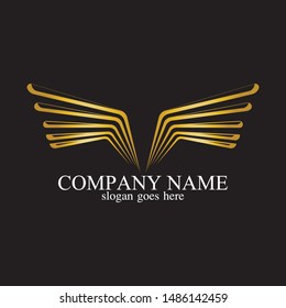 wings gold logo vector illustration template