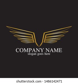 wings gold logo vector illustration template