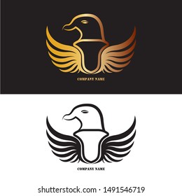 wings gold logo vector illustration template
