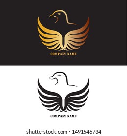wings gold logo vector illustration template
