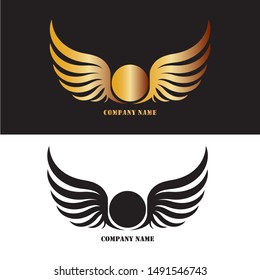 wings gold logo vector illustration template
