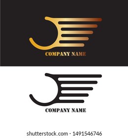 wings gold logo vector illustration template
