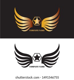 wings gold logo vector illustration template
