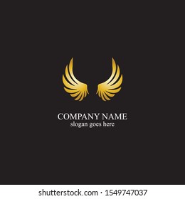 wings gold logo vector illustration template-vector