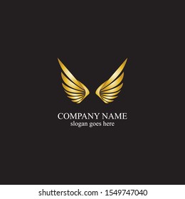 wings gold logo vector illustration template-vector