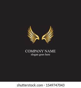 wings gold logo vector illustration template-vector