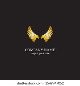 wings gold logo vector illustration template-vector