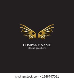 wings gold logo vector illustration template-vector