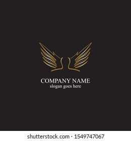 wings gold logo vector illustration template-vector