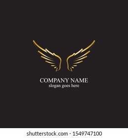 ilustraciones vectoriales del logotipo oro de alas vectorial