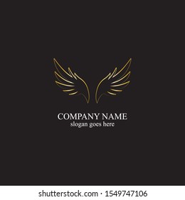 wings gold logo vector illustration template-vector