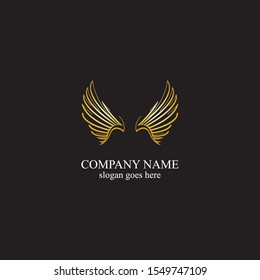 wings gold logo vector illustration template-vector