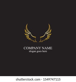 wings gold logo vector illustration template-vector