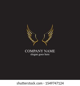 wings gold logo vector illustration template-vector