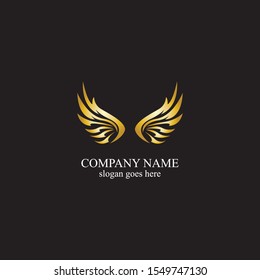 wings gold logo vector illustration template-vector