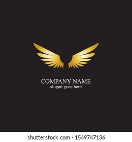 wings gold logo vector illustration template-vector