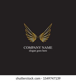 wings gold logo vector illustration template-vector