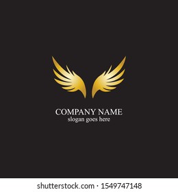wings gold logo vector illustration template-vector